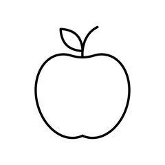 Apple icon illustrated in smooth vector line style, isolated on a white background. Perfect for nutrition guides, healthy food concepts, wellness branding, and diet planning designs.