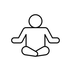 Meditation person icon designed in clean vector line style, isolated on a white background. Ideal for mindfulness apps, yoga studios, wellness programs, and relaxation concepts.