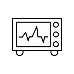 Pulse monitor icon designed in sleek vector line style, isolated on a white background. Ideal for health tracking apps, fitness devices, medical equipment, and heartbeat monitoring concepts.