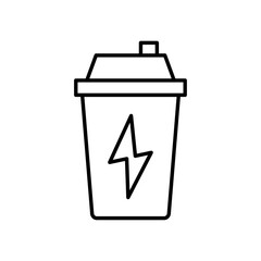 Protein shake icon designed in modern vector line style, isolated on a white background. Perfect for fitness apps, nutrition plans, gym supplements, and healthy lifestyle concepts.