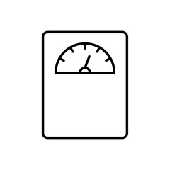 Weight scale icon designed in vector line style, isolated on a white background. Perfect for fitness tracking, health monitoring, body measurement, and wellness concepts.
