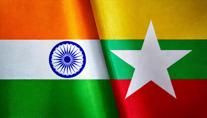 インドの国旗とミャンマーの国旗(India Flag & Myanmar flag.)
