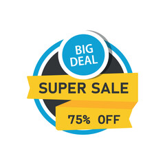 Super sale 75% discount vector banner template design sale tag banner poster flyer