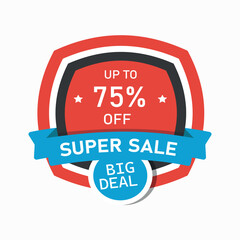 Super sale 75% discount vector banner template design sale tag banner poster flyer