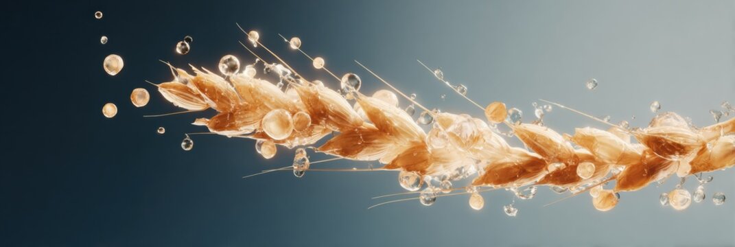 Premium Agricultural Biotechnology Golden Wheat DNA Helix for Future Food, Sustainable Tech Marketing and Creative Ads