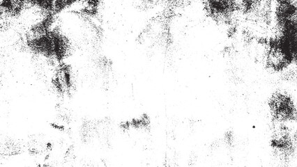 Gritty Black White Grunge Texture Overlay, Distressed Rough Surface Vector Background