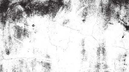 Distressed Black White Grunge Wall Texture with Cracks Vector