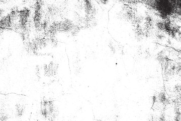 High Contrast Black White Grunge Texture Overlay, Distressed Concrete Wall Surface with Cracks