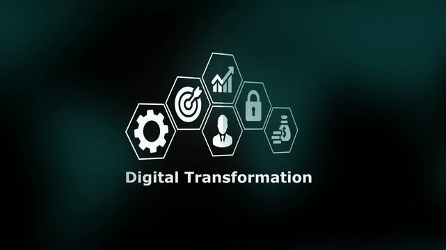 Digital Transformation Strategy Visualization. Futuristic Interface Depicting Corporate Modernization, Innovation, and Technology Integration.