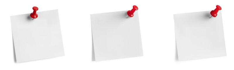 note papers with pin. isolated on white background.