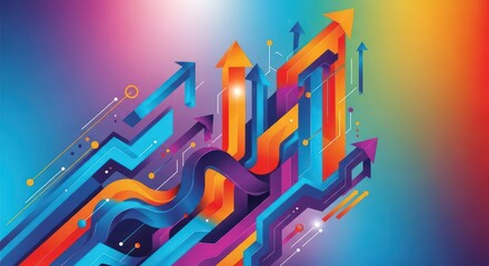 Modern office space with large digital displays showing colorful abstract wave patterns.