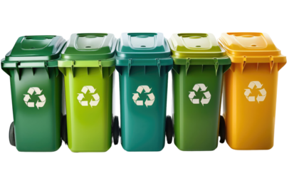 Green Recycling Bin Full of Plastic Bottles - Eco-Friendly Waste Sorting Stock Photo