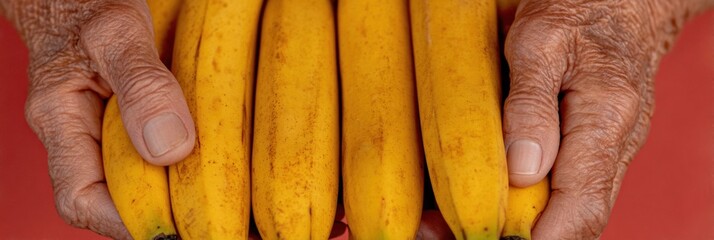 Authentic Brazil Market Woman Holding Bananas Premium Food Culture Imagery for Lifestyle Marketing and Social Media