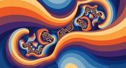 Modern office space with large digital displays showing colorful abstract wave patterns.