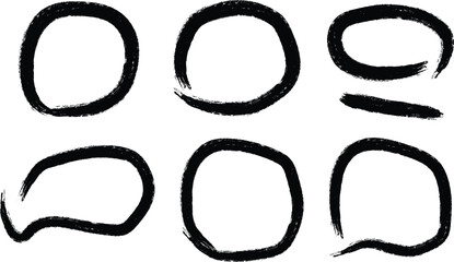 Hand drawn rough oval shapes and speech bubbles on white background