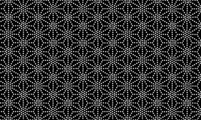 モノクロのパンチングメタル麻の葉模様背景　ベクター