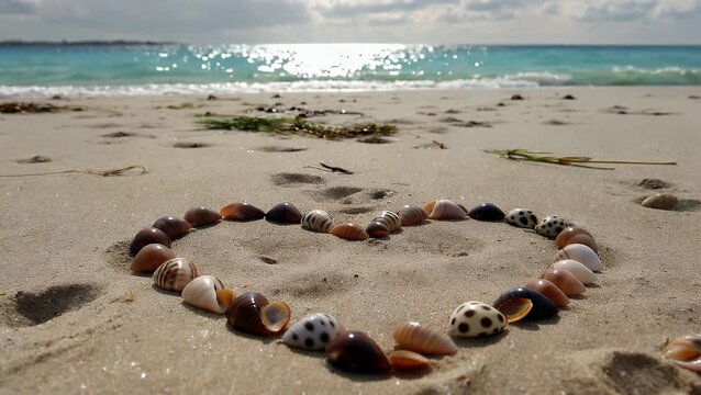 symbolic cardiac shape completely occupied by an assortment of oceanic