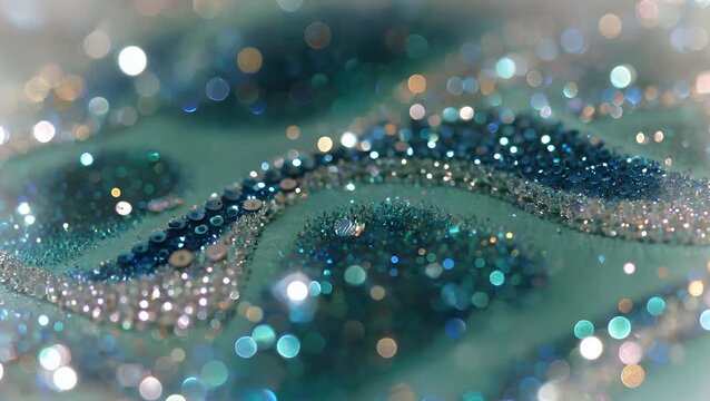 Deep Aquamarine Luminous Backdrop Created from Minute Reflective Discs  Captured in Extreme