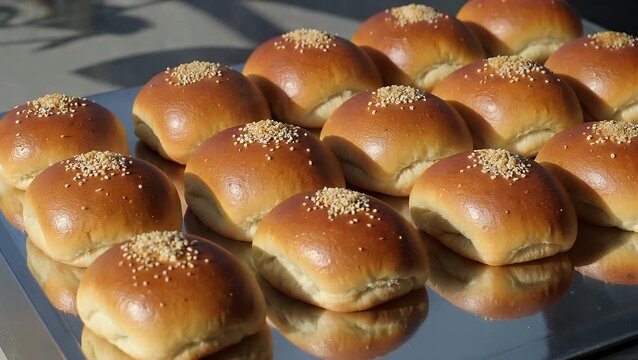 Baked Soft Pretzels with Salt Arranged Neatly on a Reflective Surface for