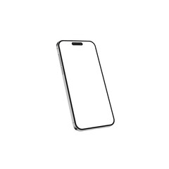 Blank white smartphone with black outline standing upright on transparent background, minimal modern mockup for digital design