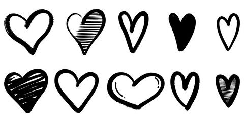 Doodle sketch style of hearts icon vector illustration for concept design.
