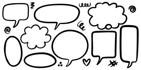 Doodle sketch style of speech bubbles hand drawn illustration. for concept design.
