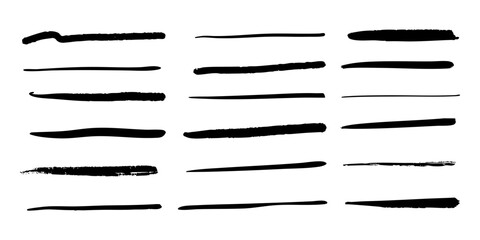 set of hand drawn vector underline, highlighter marker strokes, swoops, waves brush marks abstract doodle set for your design.