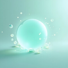 Blue crystal ball on a reflective blue background