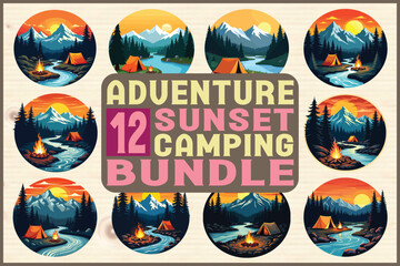 Camping adventure sunset bundle for outdoor lovers