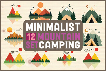 Camping mountain set for outdoor adventure projects