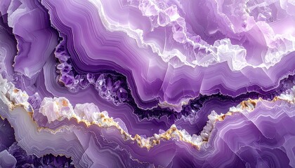 Abstract background of a luxurious purple agate stone with layered patterns.