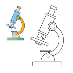 A detailed microscope coloring page showing lenses and knobs, perfect for young scientists to explore the world of biology and discovery through creative coloring.
