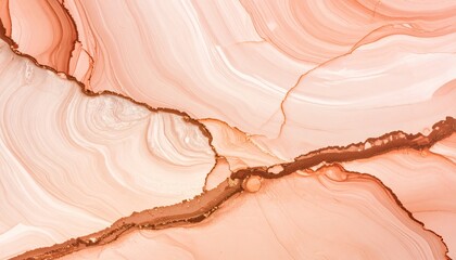 Elegant abstract background created with alcohol ink in warm peach and brown tones.
