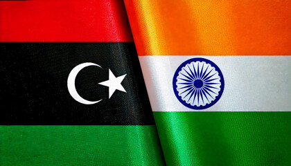 インドの国旗とリビアの国旗(India Flag & Libya flag.)
