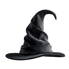Black wizard hat isolated on transparent background.