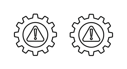 Two warning signs within gear icons indicating system malfunction alerts