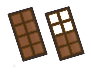 Chocolate bar illustration. Chocolate bar box. Hand drawn chocolate, sweet food.