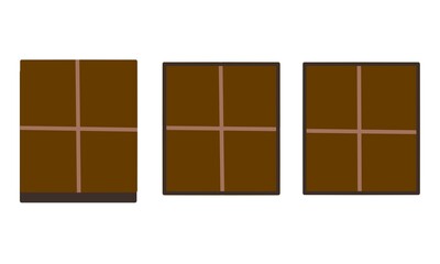 Chocolate bar illustration. Chocolate bar box. Hand drawn chocolate, sweet food.