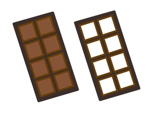 Chocolate bar illustration. Chocolate and vanila bar box. Hand drawn chocolate, sweet food.