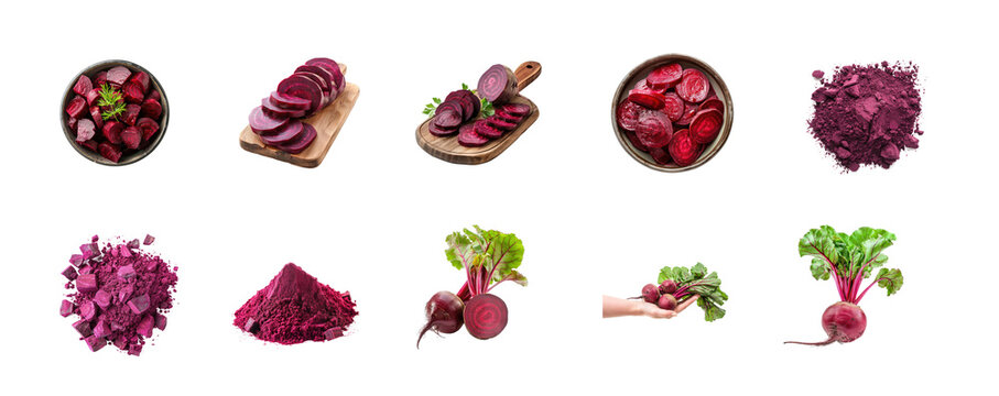 Collection of beet root isolate on transparency background