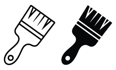 Simple outline and solid black paintbrush icons