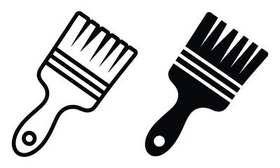Two paintbrush icons one outline one solid black