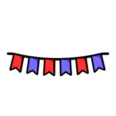 Obraz premium Red and Blue Bunting Banner String Garland Illustration