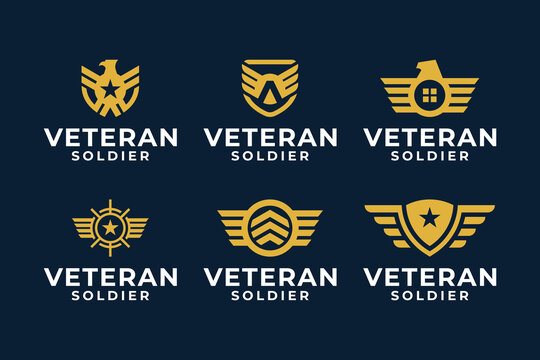Set of veteran soldier logo design
