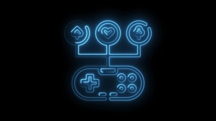 Glowing neon video game controller with game choices abstract background - Powered by Adobe