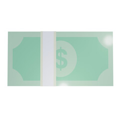 Stack of Money Bills Isolated on White Background 3D Illustration png