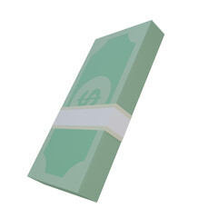 Stack of Money Bills Isolated on White Background 3D Illustration png