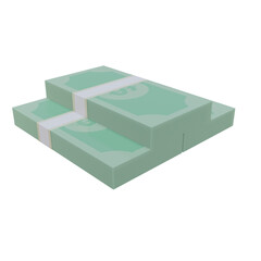 Stack of Money Bills Isolated on White Background 3D Illustration png