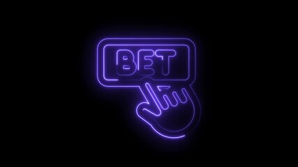Neon bet button hand cursor click online gambling sports betting concept