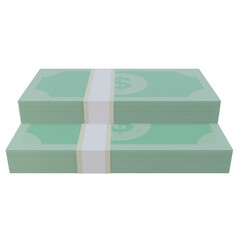 A 3D render of a stack of mint green money bills bound by a white paper band, isolated on a white background. Represents finance, banking, savings, income, and investment concepts.